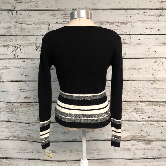 Bar III Aruba Black Striped Pullover Sweater - Picture 3 of 7
